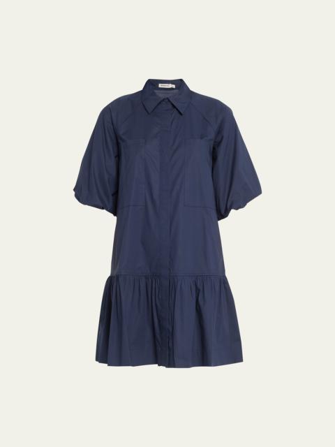Crissy Puff-Sleeve Cotton Poplin Mini Shirtdress