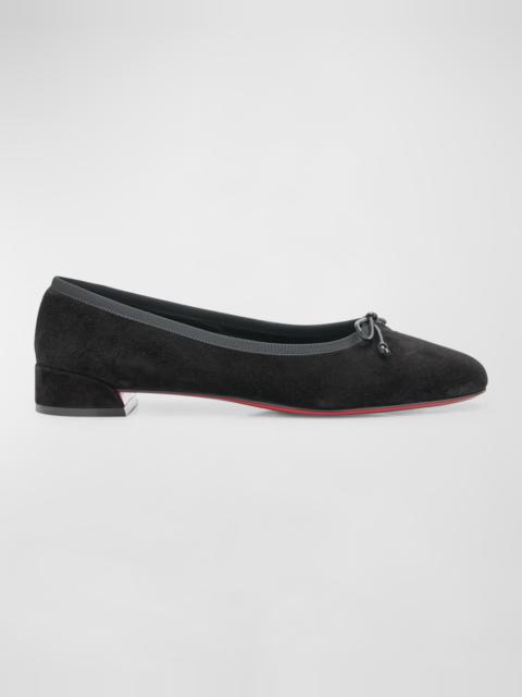 Sweetie Suede Bow Red Sole Ballerina Flats