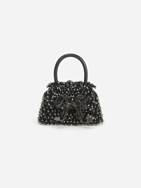 Black Embellished Micro Bow Bag