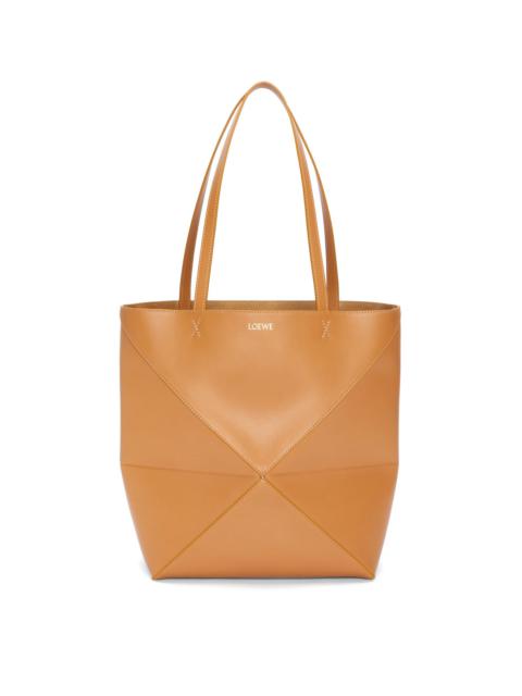 Puzzle Fold Tote in shiny calfskin