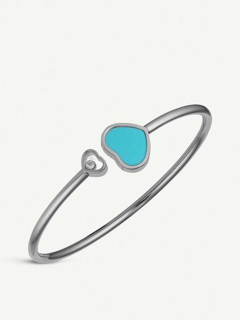Chopard Happy Hearts 18ct white-gold, turquoise and diamond bangle bracelet
