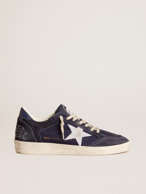 Ball Star LTD in blue suede and nylon with white star and blue heel tab