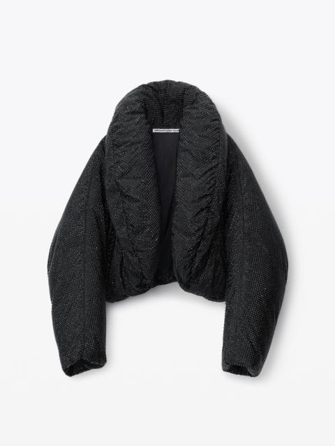 crystal hotfix cropped puffer jacket