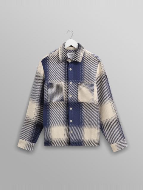 Wax London Whiting - Blue And Ecru Shadow Check Overshirt