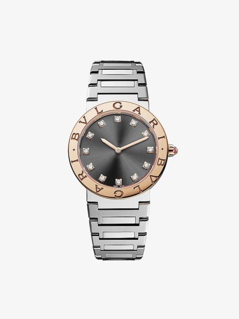 BVLGARI 103757 BVLGARI BVLGARI stainless-steel, 18ct rose-gold and diamond quartz watch