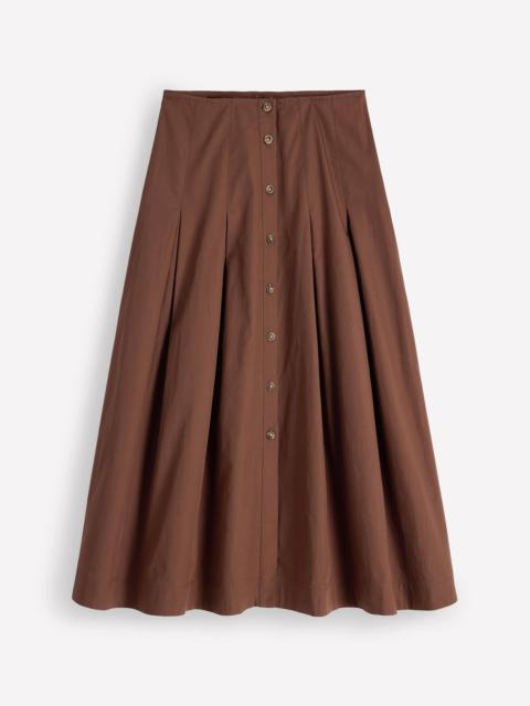 BODEN High Waist Pleated Skirt-Raw Umber