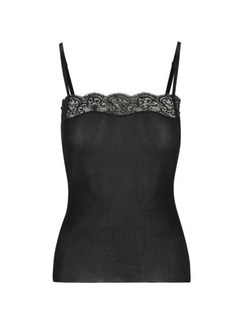 SAINT LAURENT lace ribbed top
