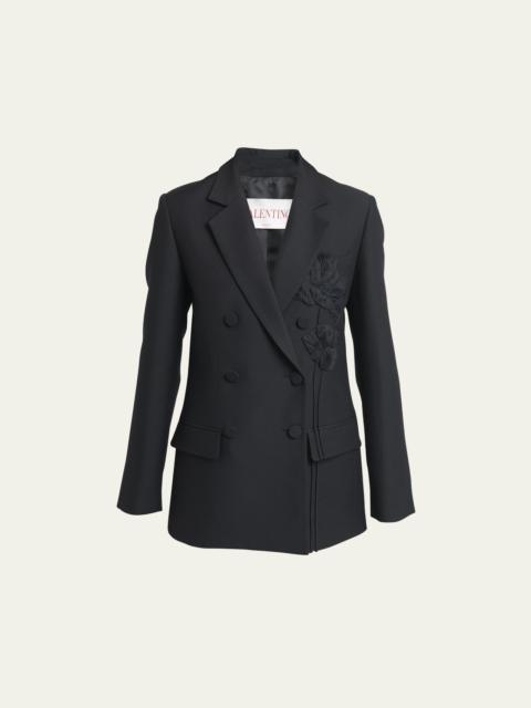 Valentino Floral Embroidered Double-Breasted Blazer