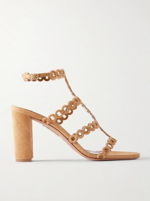 AQUAZZURA Infinity Chain 85 Cutout Suede Sandals