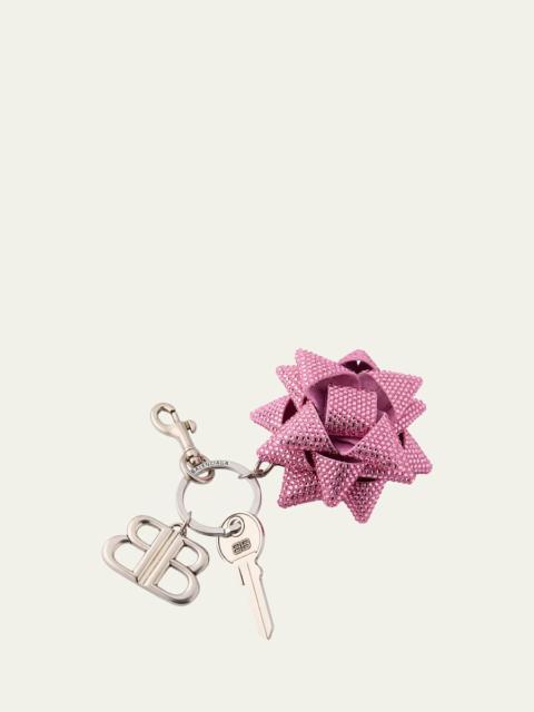 BALENCIAGA Pink Crystal Gifting Bow Key Ring Bag Charm