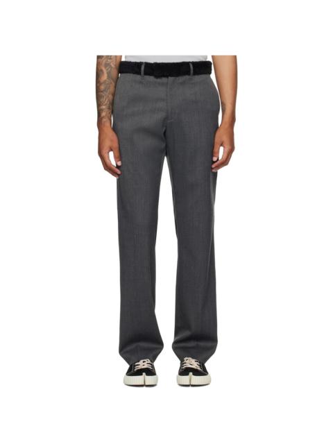 MM6 Maison Margiela Gray Fleece Trim Trousers