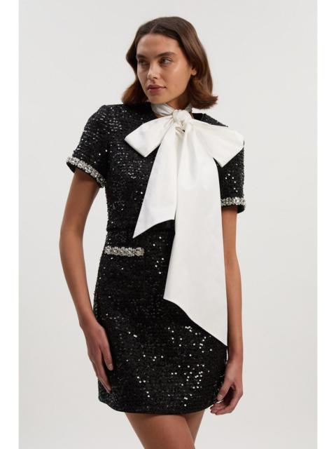 KAREN MILLEN Tailored Sequin Tweed Embellished Mini Dress