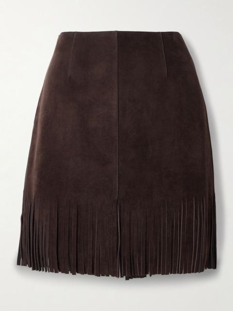 Etro Fringed suede mini skirt Brown