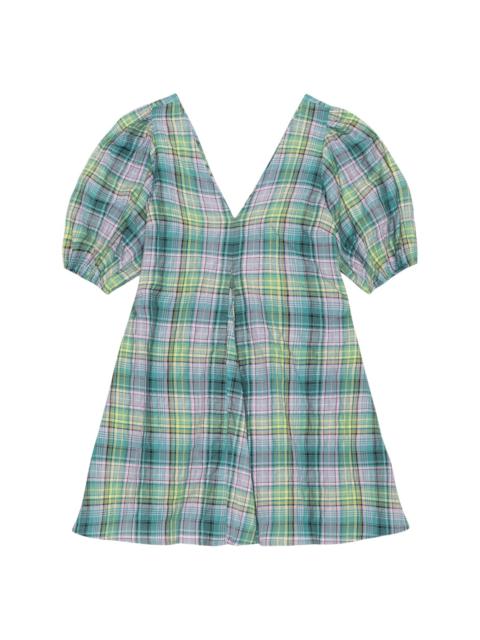 GANNI check-pattern V-neck minidress