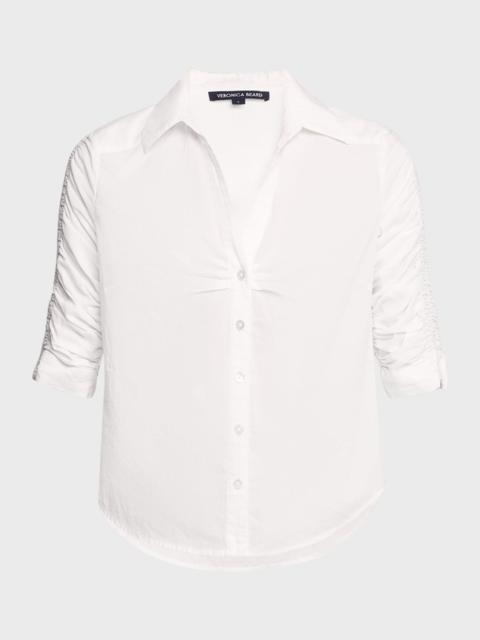 VERONICA BEARD Porta Ruched Button-Front Shirt