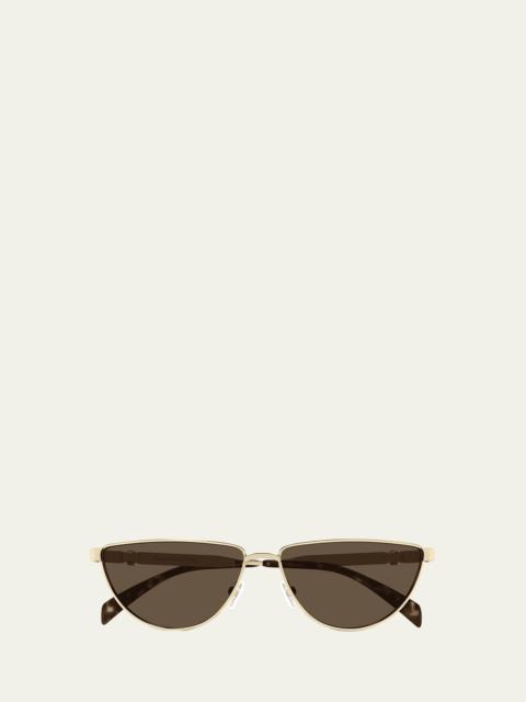 Alexander McQueen Skull Logo Metal Cat-Eye Sunglasses