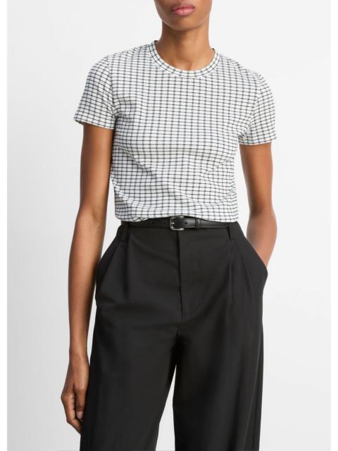 Vince Checked Smocked T-Shirt