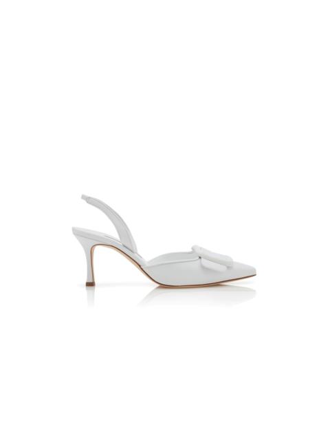 White Nappa Leather Slingback Pumps