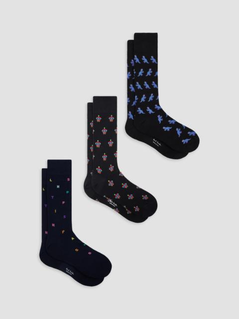 Paul Smith Men's 3-Pack Holiday Cracker Socks Set - Mixed