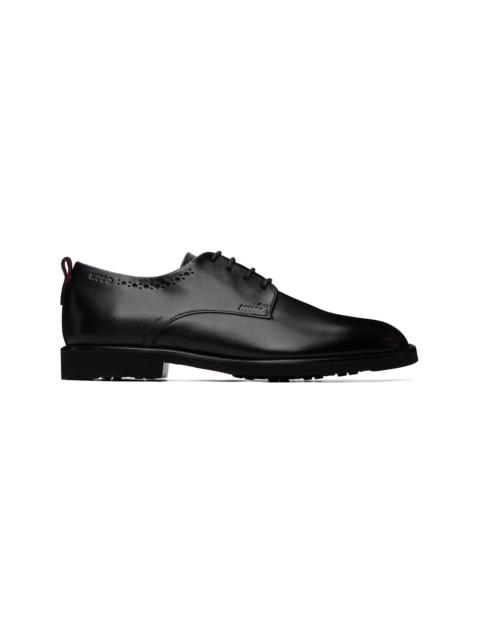 HUGO Black Leather Brogue Details Derbys