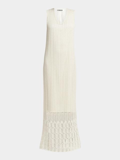 Jil Sander Crochet Knit Sleeveless Maxi Dress