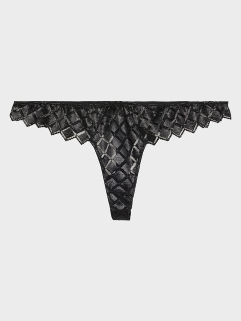 KIKI DE MONTPARNASSE Lamine Diamond-Embroidered Thong