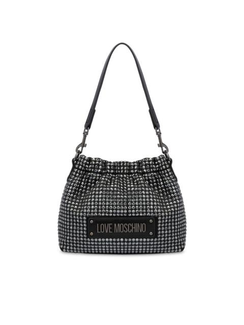 Moschino logo-plaque studded cross body bag