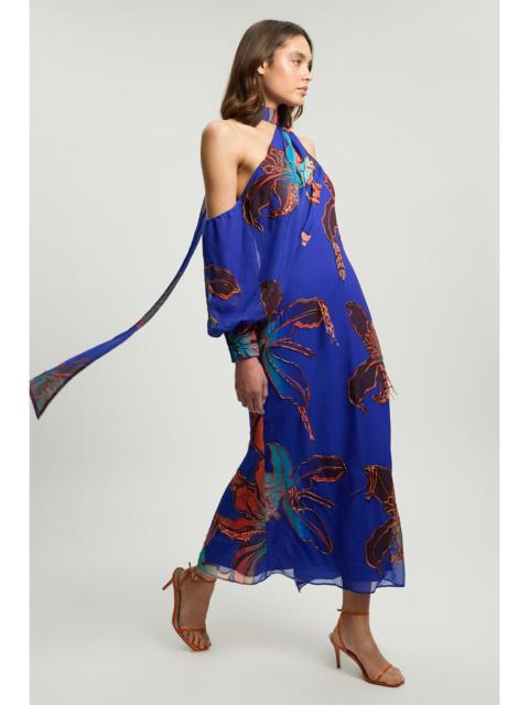 KAREN MILLEN Embellished One Shoulder Printed Maxi Dress