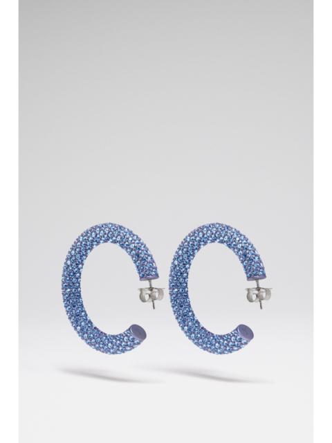 Amina Muaddi CAMERON HOOP MEDIUM LIGHT SAPPHIRE CRYSTALS WITH LIGHT SAPPHIRE CHROME BASE