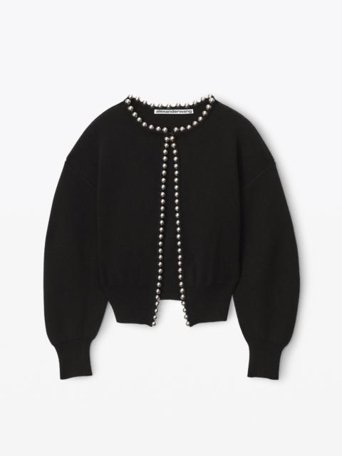 Alexander Wang crewneck cardigan with ball chain trim