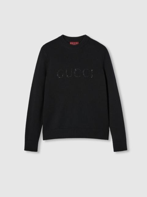 GUCCI Wool cashmere sweater with intarsia