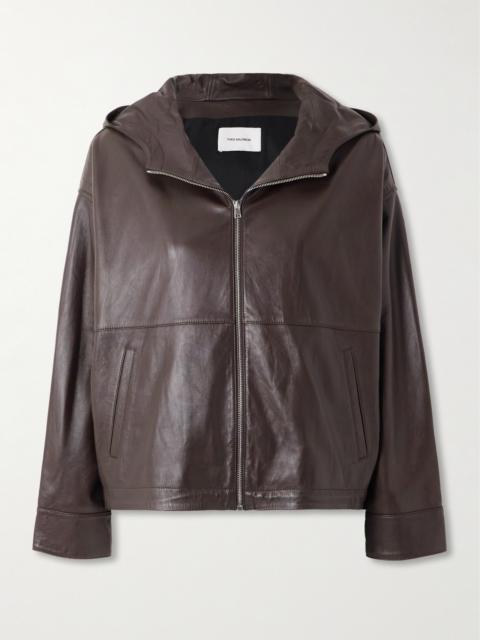 Yves Salomon Leather Hooded Jacket