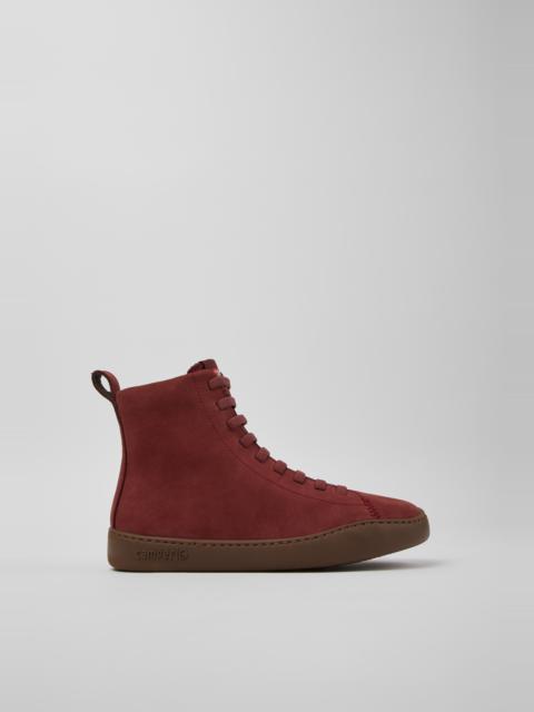 CAMPER Peu Touring Burgundy Nubuck Ankle Boots for Women.