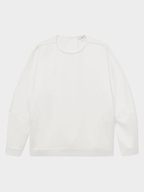 REISS Natalia Satin Button-Back Long-Sleeve Top