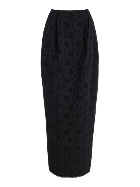 POSSE Salma Eyelet Cotton Maxi Skirt black
