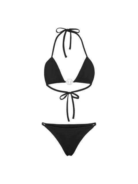 PHILIPP PLEIN logo-plaque triangle bikini set