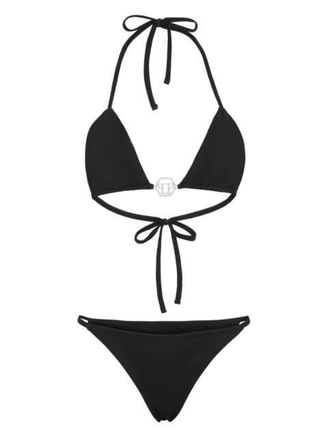 PHILIPP PLEIN logo-plaque triangle bikini set