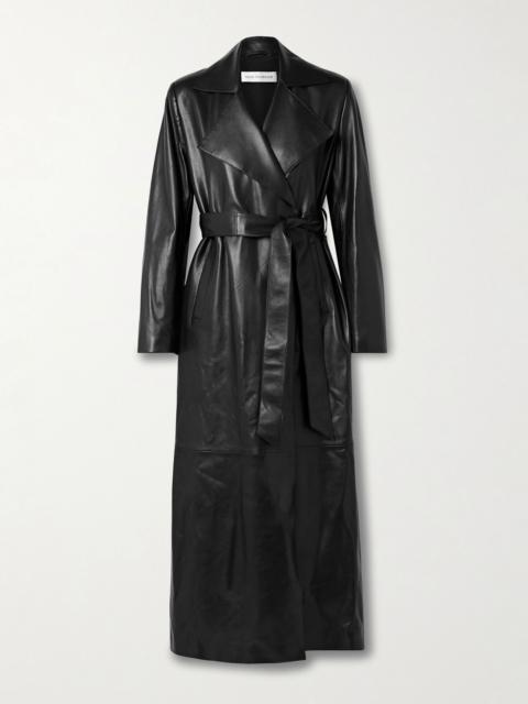 NOUR HAMMOUR Kasha belted leather trench coat Black