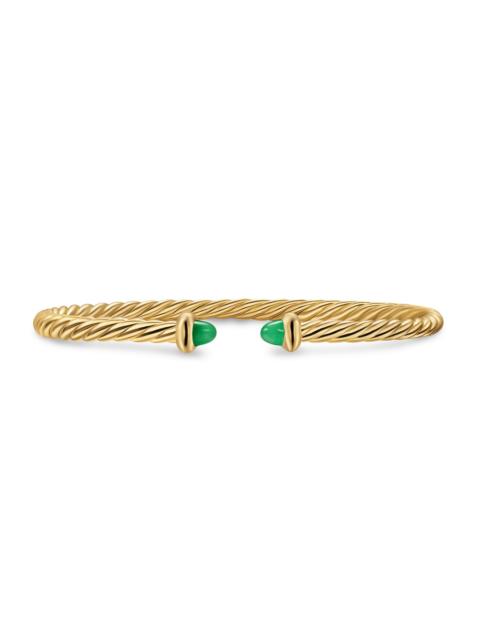 DAVID YURMAN Women's Micro Cablespira Flex Teen Bracelet in 18K Yellow Gold - Emerald