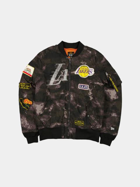 ALPHA INDUSTRIES LOS ANGELES LAKERS X ALPHA X NEW ERA MA-1 BOMBER JACKET (BLACK CAMO)