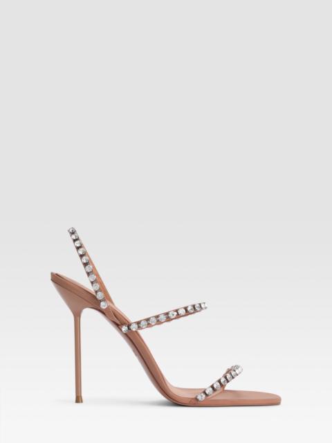 PARIS TEXAS Crepe satin slingback sandal with embroidered studs