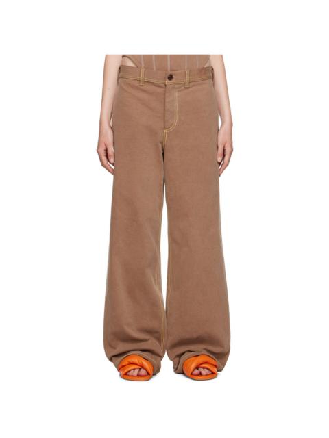 Marni Brown Contrast Stitching Jeans