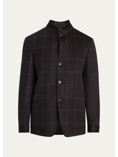 ZEGNA Men's Cashmere Grid Check Chore Jacket