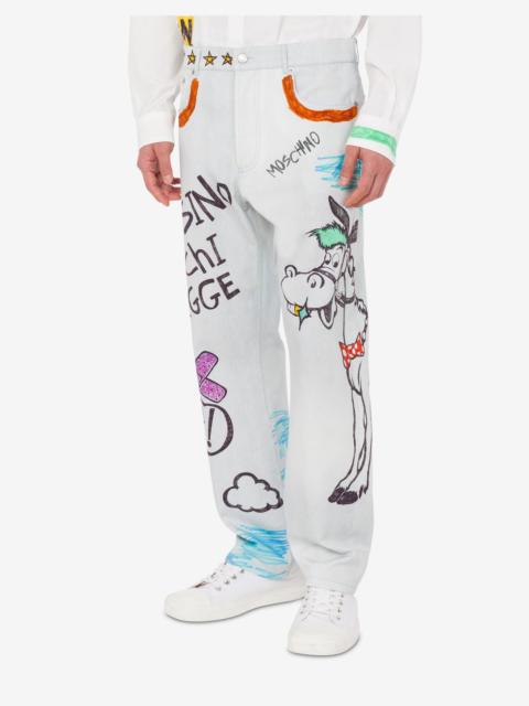 Moschino PRINTED COTTON BULL TROUSERS