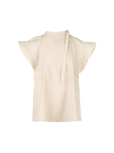 3.1 Phillip Lim Tonal Poplin Flutter Sleeve Blouse
