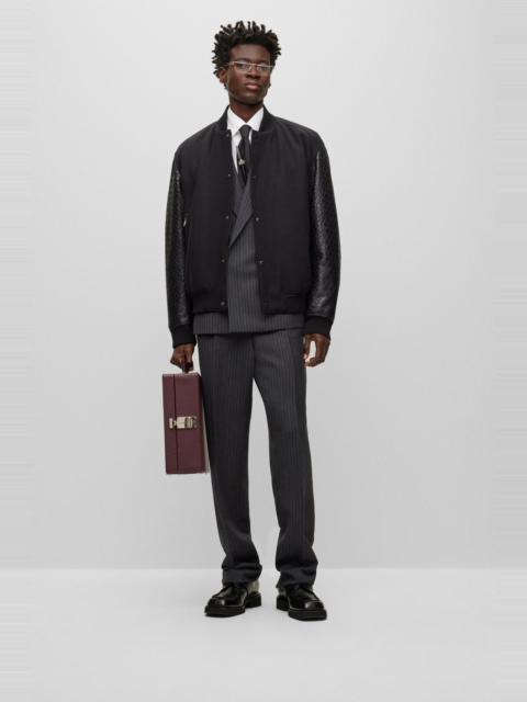 BOSS TWO-PIECE REGULAR-FIT SUIT IN STRIPED JERSEY