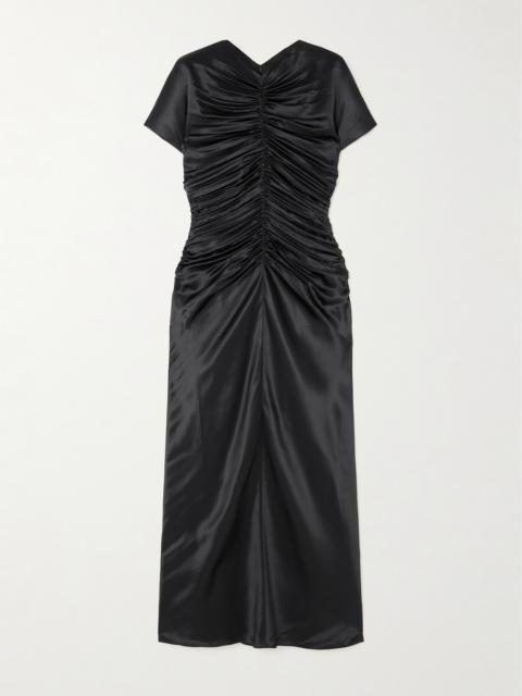 TOVE Aubree Ruched Silk-satin Midi Dress