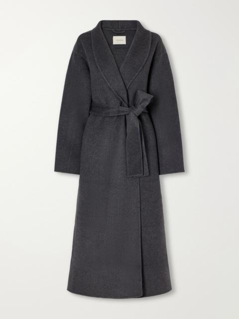 ALMADA LABEL Mara belted wool and cashmere-blend coat Dark gray