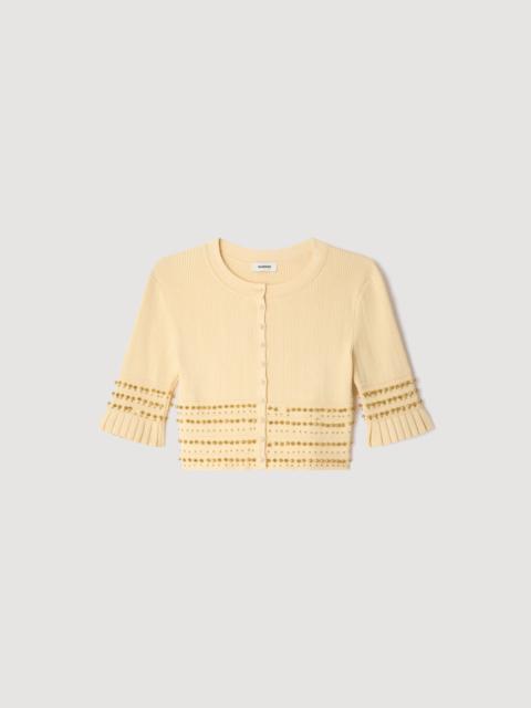 Sandro CROPPED KNIT TOP WITH TASSELS