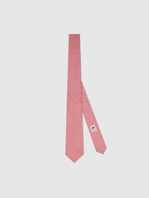 GUCCI Stirrup Interlocking G print silk tie
